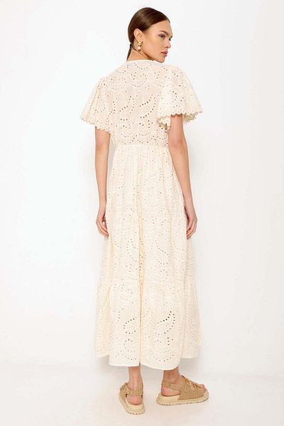 Coral Lace Detailed Seashell Dress Natural