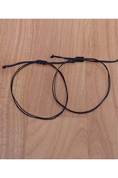 BAE ATOLYE Unisex Siyah Ip (1 ADET) Makrome Detaylı Şans Bilekliği Ayarlanabilir