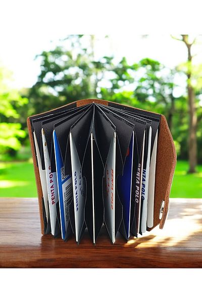 KUVARK Accordion Card Holder - Wallet |   Genuine Cowhide |   Handmade