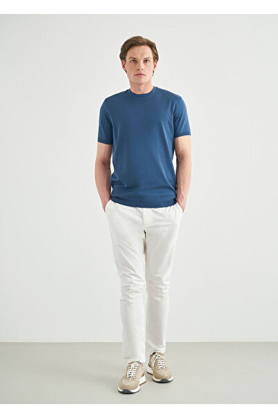 Boris Becker İndigo Renk Bisiklet Yaka Merserize T-Shirt