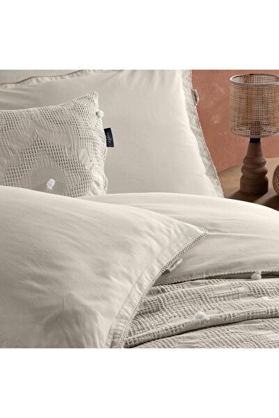 Sarev Alison Bej Tek Kişilik %100 Pamuk Yatak Örtüsü 180*220 cm