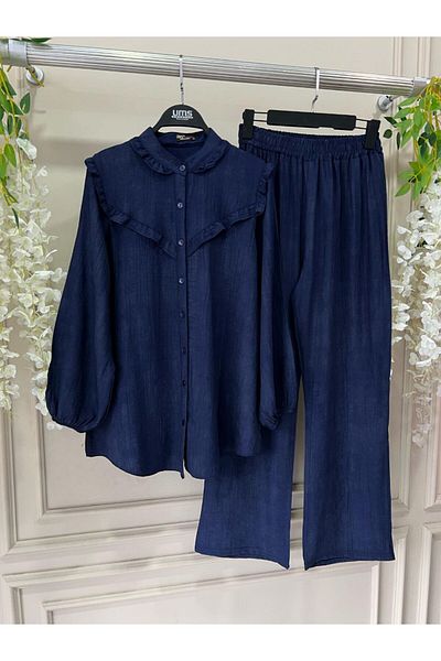 BisuModa Σετ 2 τεμαχίων από ύφασμα φράουλα με λεπτομέρεια βολάν