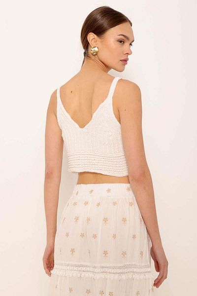 Coral Seashell Detailed Knitwear Athlete Ecru
