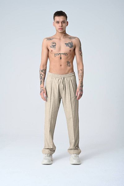 İMVAGO Pantaloni crem largi din in pliuri