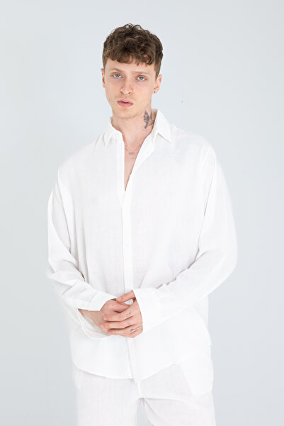 İMVAGO Λευκό ανδρικό πουκάμισο Oversize