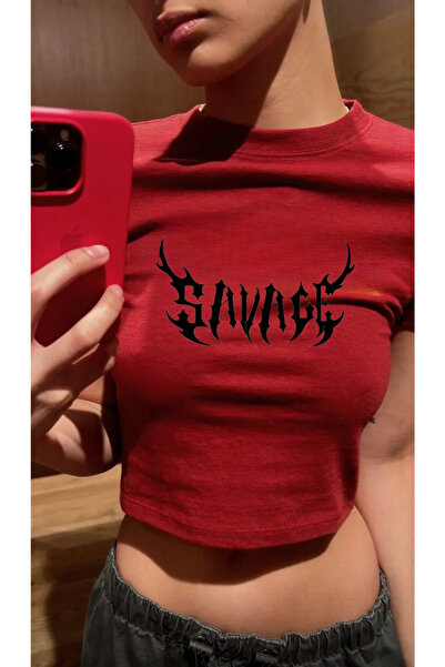 Bravebell Red Savage Model Women's Crop Body T-Shirt