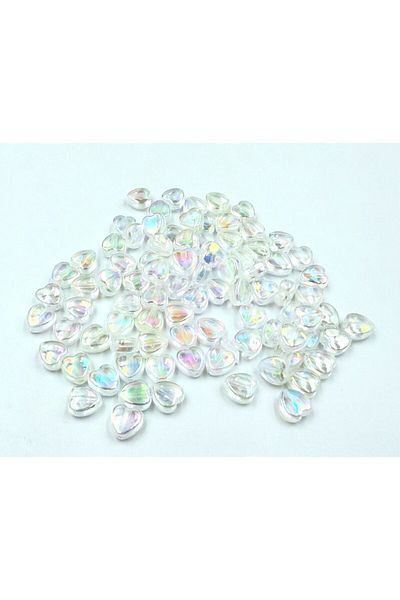 yiğit aksesuar 200Pcs Transparent Janjans with Perforated Heart Beads Bracelet Necklace Jewelry Making Supplies