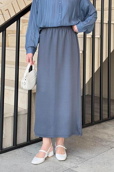 lamelif Anthracite Crystal Hijab Skirt