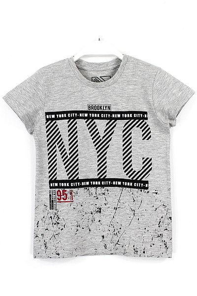 DobaKids Γκρι NYC Brooklyn Printed Unisex Παιδικό T-shirt