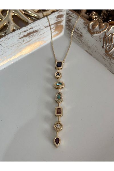 Aka Y Necklace Colorful Stone Necklace