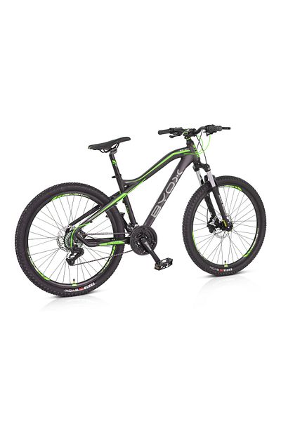 OEM Bicicleta copii cu cadru din Aluminiu, Byox alloy 26“ Negru Verde, 24 viteze, Schimbator Fata Spate