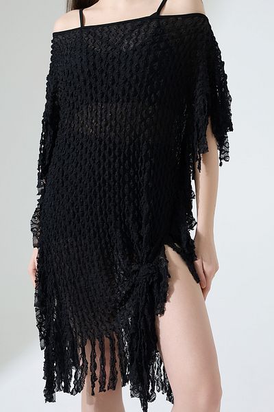 Esberin Embossed Pattern Tasseled Pareo