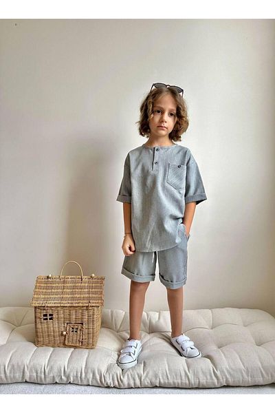YİGİT BUTİK Poplin Fabric Boy's Shorts Suit