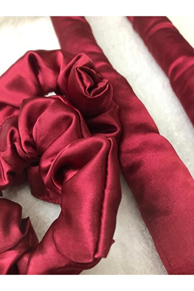 FashionSButik Kadın Bordo Renk Isısız Saç Şekillendirici Saç Sosisi Toka Seti