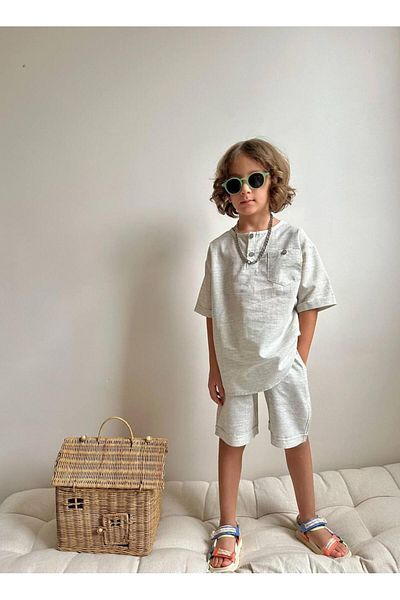 YİGİT BUTİK Yigit Butik Poplin Fabric Boy's Shorts Suit