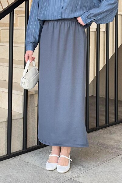 lamelif Anthracite Crystal Hijab Skirt