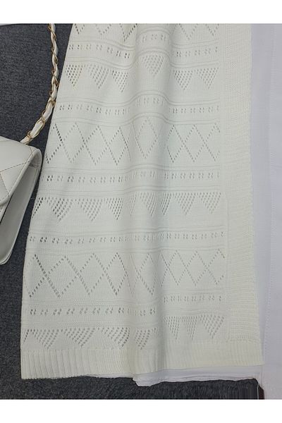 Modamorfo Openwork Zero Sleeve Sweater-Cardigan Ecru Color
