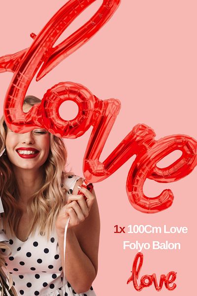 Baloncu Dede Love Written Red Helium Balloon Balloon for Lover and Special Day