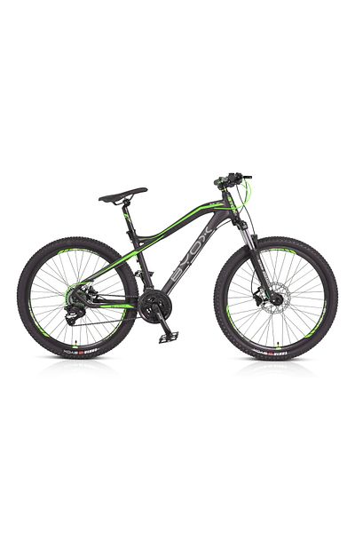 OEM Bicicleta copii cu cadru din Aluminiu, Byox alloy 26“ Negru Verde, 24 viteze, Schimbator Fata Spate