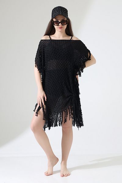 Esberin Embossed Pattern Tasseled Pareo