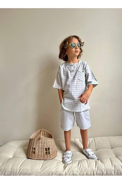 YİGİT BUTİK Yigit Butik Poplin Fabric Boy's Shorts Suit