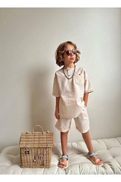 YİGİT BUTİK Yigit Butik Poplin Fabric Boy's Shorts Suit