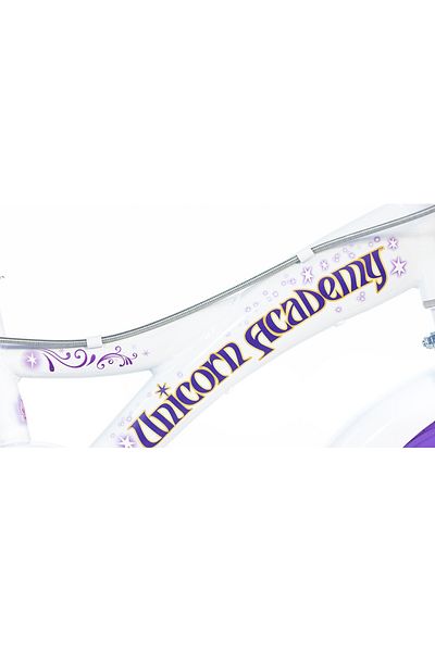 OEM Bicicleta copii 4-7 Ani, cu Roti Ajutatoare Dino Bikes 14' Unicorn Academy, Alb Violet