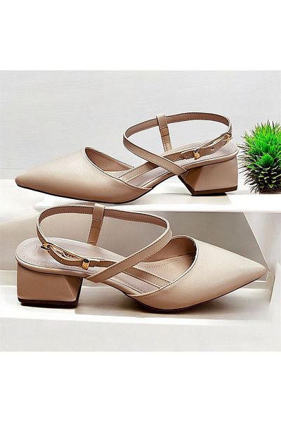 KAFKASLAR AYAKKABI Pointed Toe Short Heel Daily Evening Dress Shoes