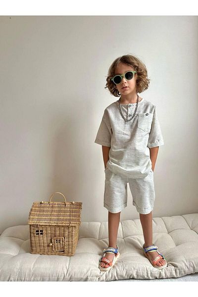 YİGİT BUTİK Yigit Butik Poplin Fabric Boy's Shorts Suit