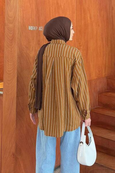 lamelif Single Pocket Lamis Shirt Chocolate and Coffee Colors