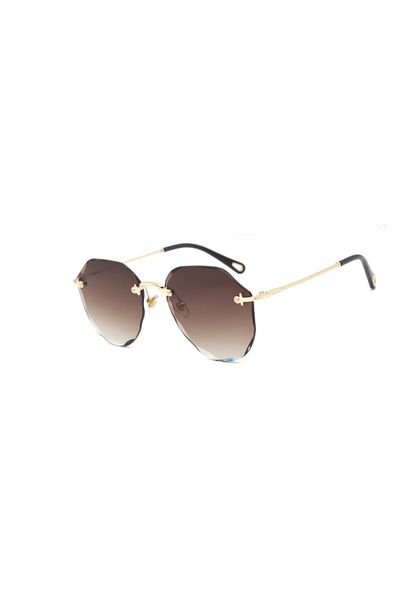 gulflower nude Women Crystal Cut Coffee Sunglasses