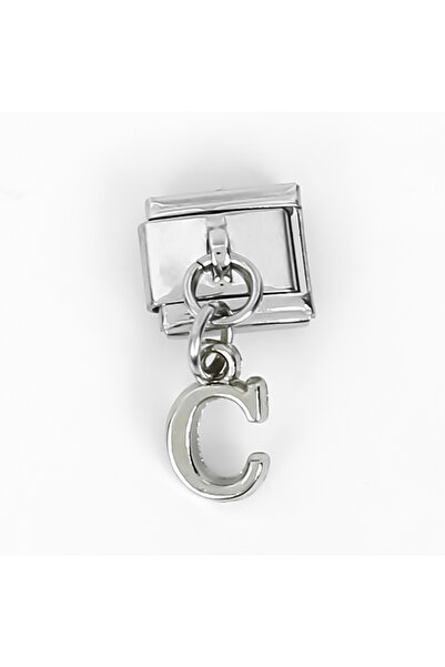 yfhobi Çelik İtalyan Bileklik Charmı, 1 Adet Paslanmaz Çelik Kulplu Harf Char...