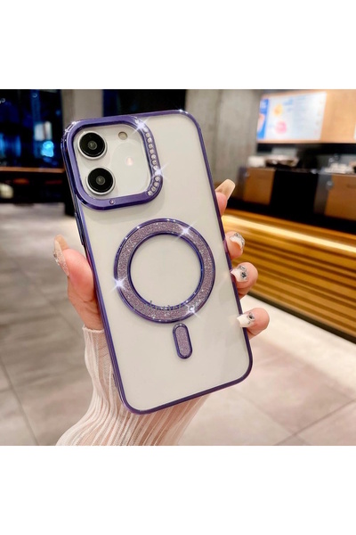 m.tk moveteck İphone 12 -12 Pro Kılıf Kamera Çıkıntılı Parlak Şeffaf Magsafe ...