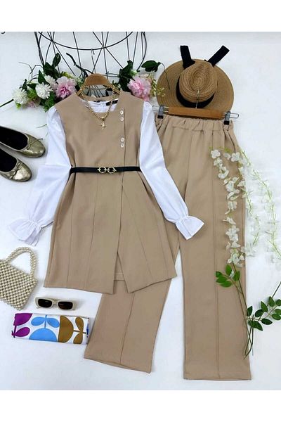 MODA VEDAT Long Vest and Belted Double Suit (Excluding Shirt)