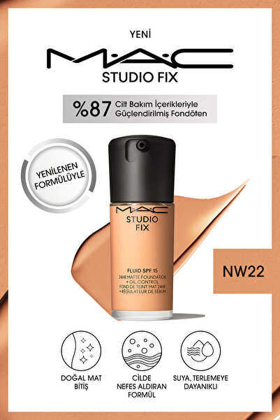 M.A.C Studio Fix Fluid SPF15 Profesyonel Mat Likit Fondöten-24 Saat Kalıcılık...