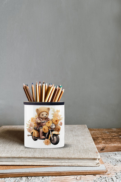 Bytwo моторний ведмідь-підставка для олівців висотою 9 см, двосторонній друк