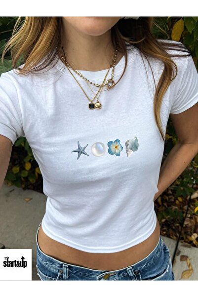 QUEENSTOWN Tricou de damă cu piept alb cu imprimeu cireșe