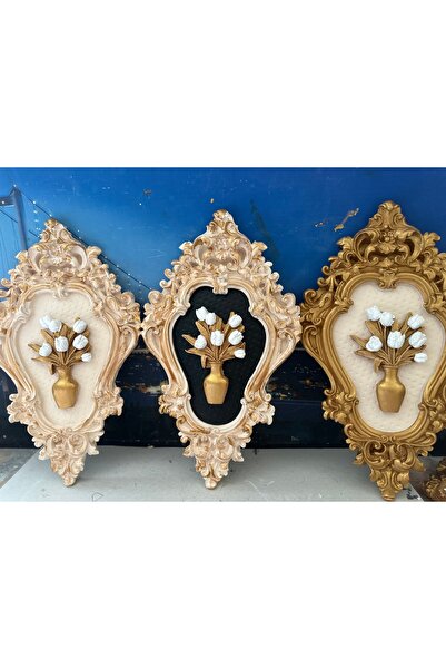 busraconcept Pictură murală cu flori 42cm, set de 3 picturi realizate manual