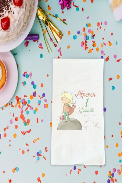 Atölye Mi Küçük Prens Temalı Baskılı Peçete İsimli Doğum Günü Peçetesi 20 Adet