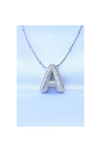 Skygo 316L Steel Chain Zircon Stone Letter a Silver Color Bubble Necklace - Tj-Bko8729