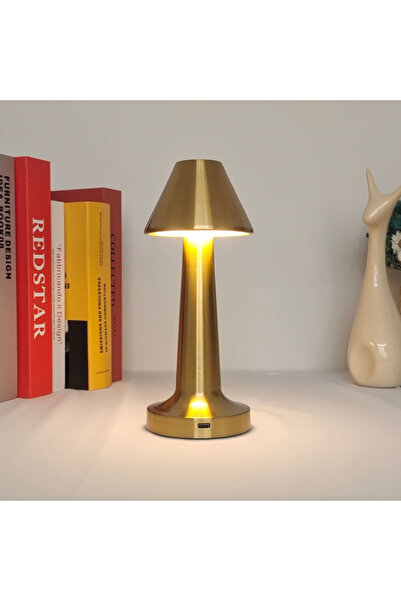 Livava Dokunmatik Ledli Üçgen Masa Lambası, Altın, 22x9