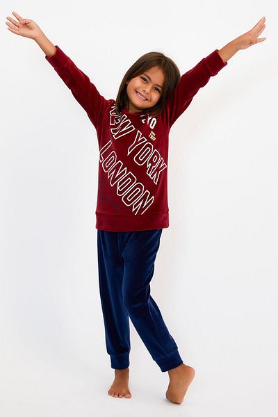 ROLY POLY Σετ βελούδινη αθλητική φόρμα Newyork Burgundy Girl Rp2608-c