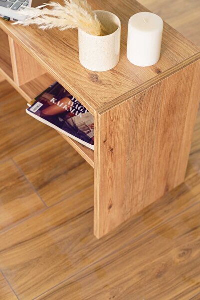 interGO Side And Center Table With Shelves - Atlantic Pine Pattern