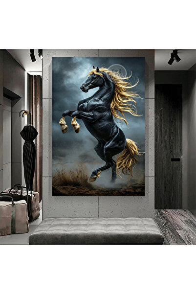 EMİLART Soyut Şahlanmış At Özel Tasarım Kanvas Tablo