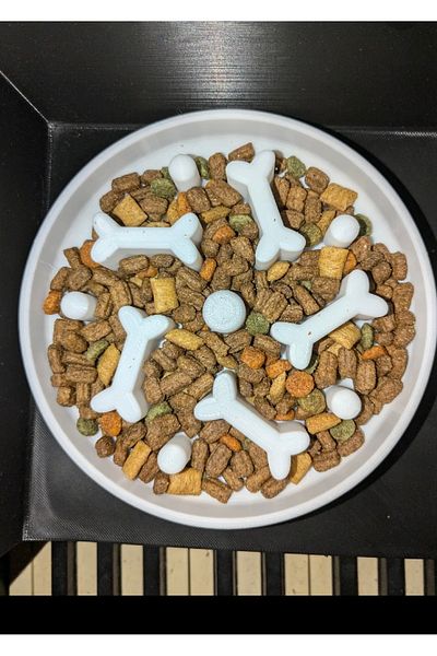 3D DESİNG MARKET Cat Dog Food Bowl - Slow Feeder, Food Trainer and Anti-Choking