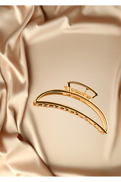 TREND Large Size Gold Metal Crescent Shaped Latch Buckle Modern Design Hair Accessory