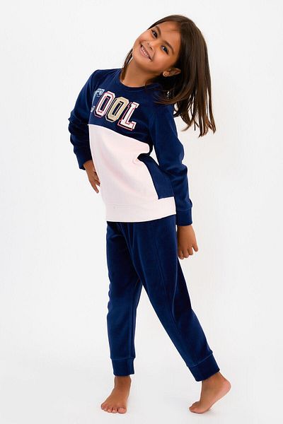 ROLY POLY Cool Navy Blue Girl's Velvet Σετ Φούτερ Rp2607-c
