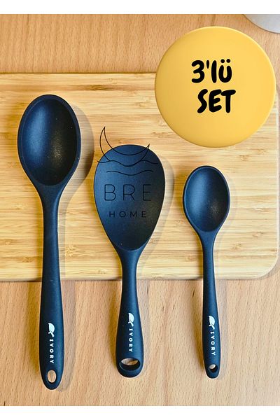 BRE HOME 4 Pcs Ivory Hard Tip Silicone Scoop Rice Serving Dessert Feeding Spoon Set