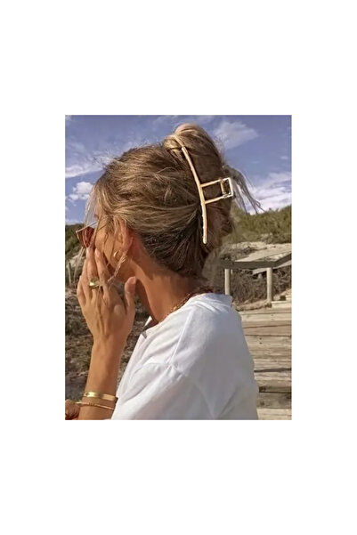 TREND Large Size Gold Metal Long Stick-Shaped Latch Buckle Modern Design Hair Accessory