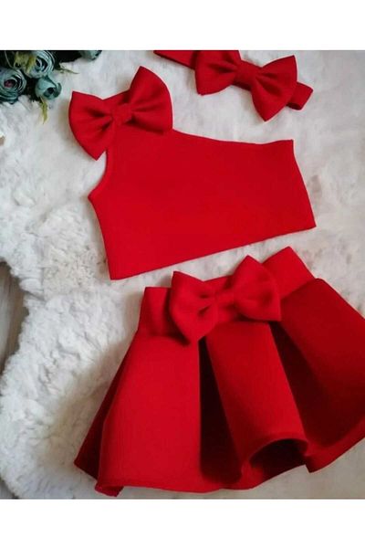 MUMİKİDS Crop - Skirt and Bandana Set